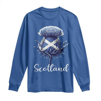 Scotland Thistle Floral Emblem Saltire Flag Long Sleeve Shirt Patriotic Scottish Heritage
