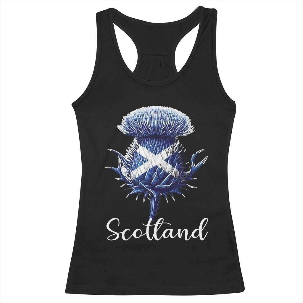 Scotland Thistle Floral Emblem Saltire Flag Racerback Tank Top Patriotic Scottish Heritage