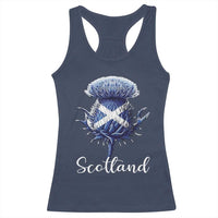 Scotland Thistle Floral Emblem Saltire Flag Racerback Tank Top Patriotic Scottish Heritage