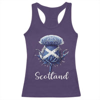 Scotland Thistle Floral Emblem Saltire Flag Racerback Tank Top Patriotic Scottish Heritage