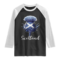 Scotland Thistle Floral Emblem Saltire Flag Raglan Shirt Patriotic Scottish Heritage