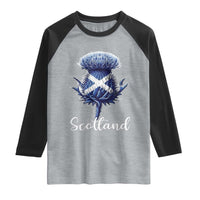 Scotland Thistle Floral Emblem Saltire Flag Raglan Shirt Patriotic Scottish Heritage