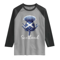 Scotland Thistle Floral Emblem Saltire Flag Raglan Shirt Patriotic Scottish Heritage