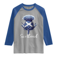 Scotland Thistle Floral Emblem Saltire Flag Raglan Shirt Patriotic Scottish Heritage