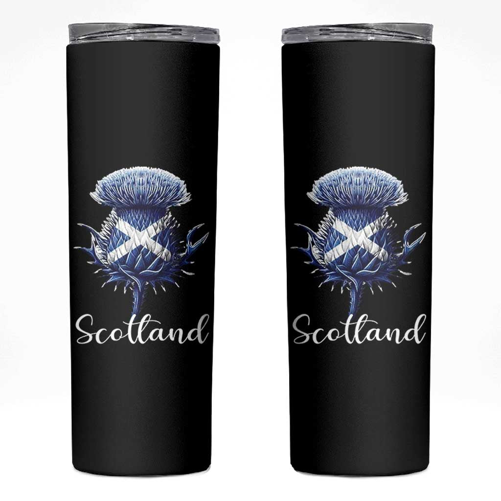 Scotland Thistle Floral Emblem Saltire Flag Skinny Tumbler Patriotic Scottish Heritage