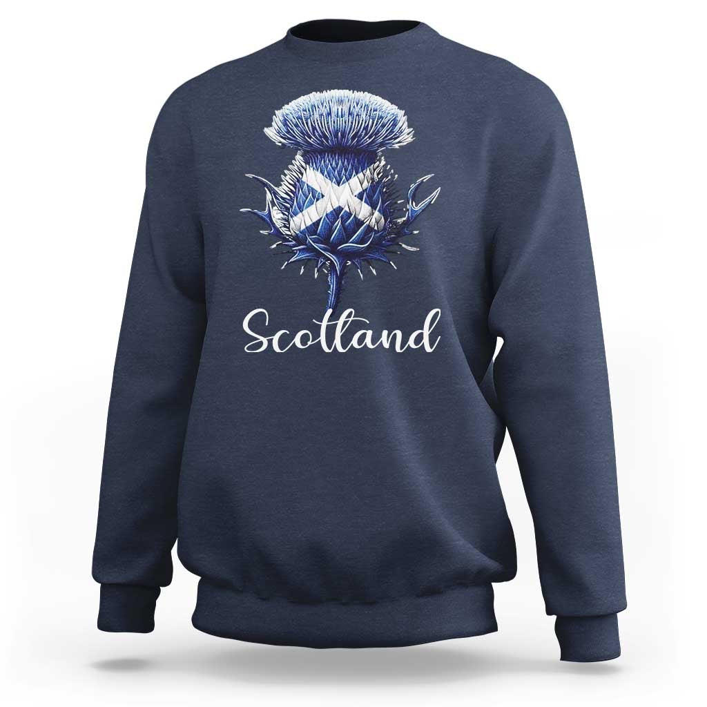 Scotland Thistle Floral Emblem Saltire Flag Sweatshirt Patriotic Scottish Heritage
