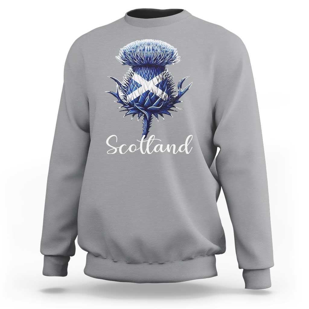 Scotland Thistle Floral Emblem Saltire Flag Sweatshirt Patriotic Scottish Heritage