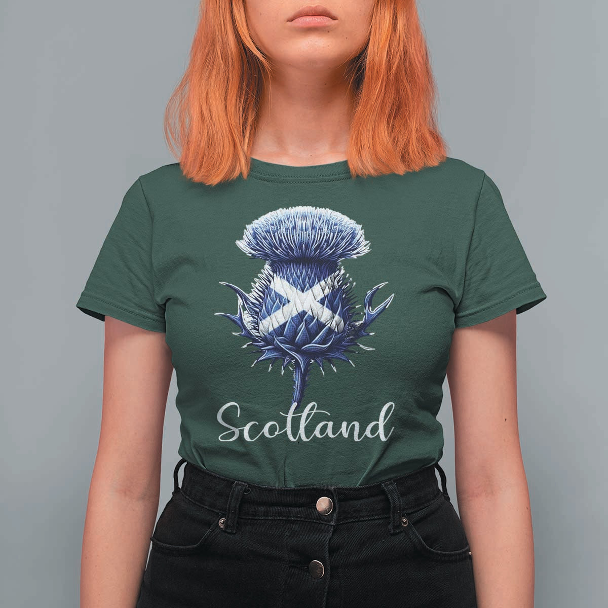 Scotland Thistle Floral Emblem Saltire Flag T Shirt For Women Patriotic Scottish Heritage