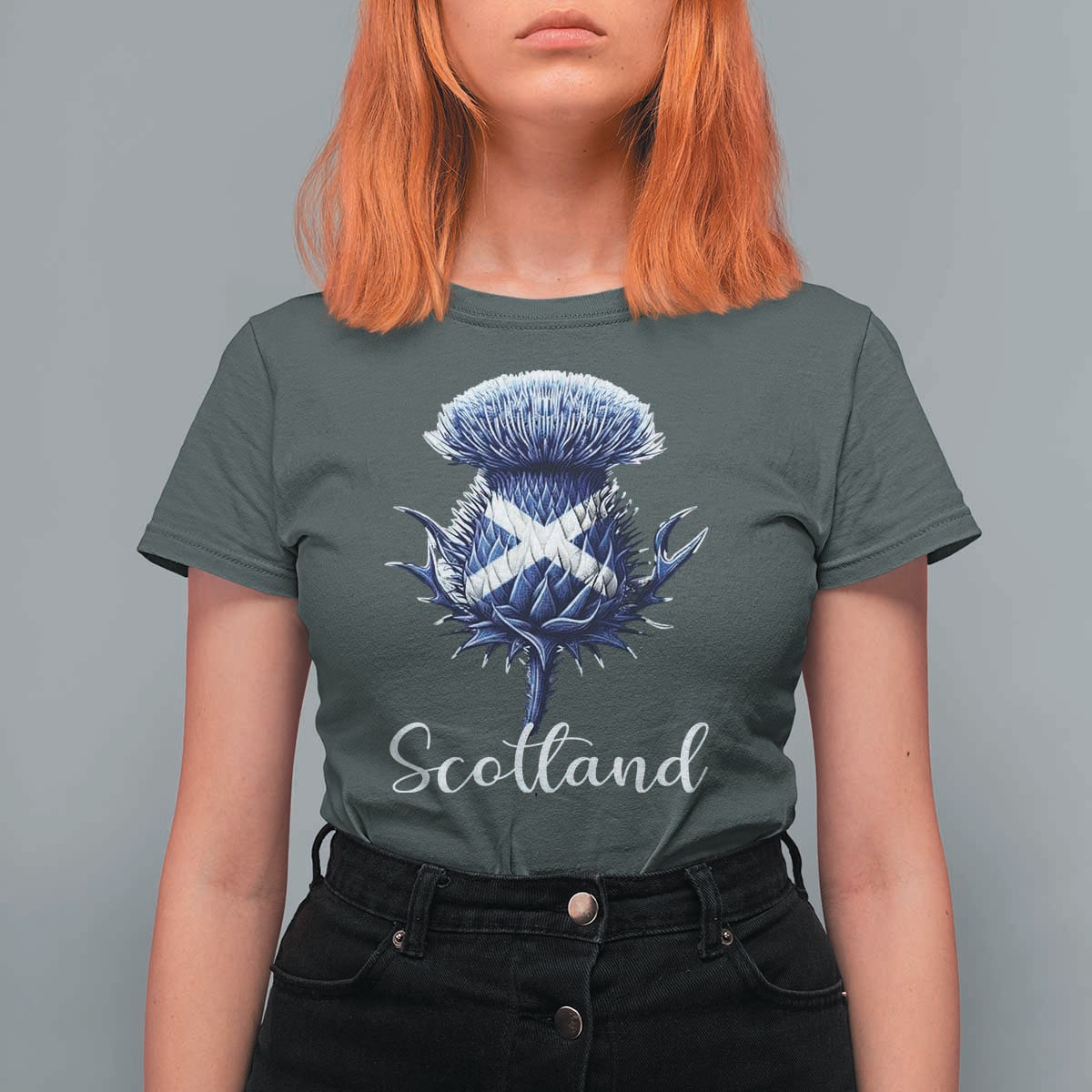 Scotland Thistle Floral Emblem Saltire Flag T Shirt For Women Patriotic Scottish Heritage