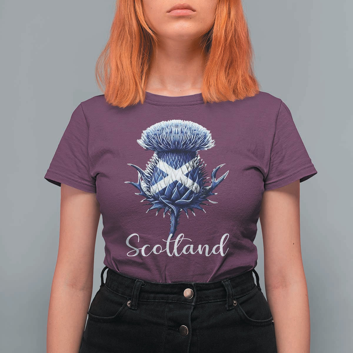 Scotland Thistle Floral Emblem Saltire Flag T Shirt For Women Patriotic Scottish Heritage