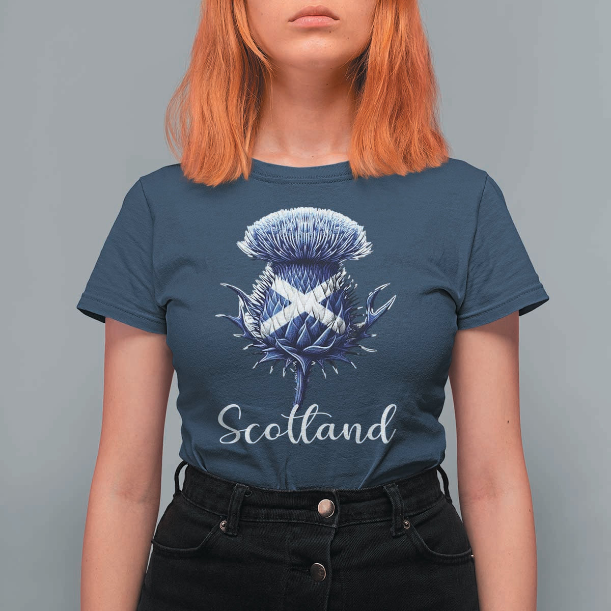 Scotland Thistle Floral Emblem Saltire Flag T Shirt For Women Patriotic Scottish Heritage