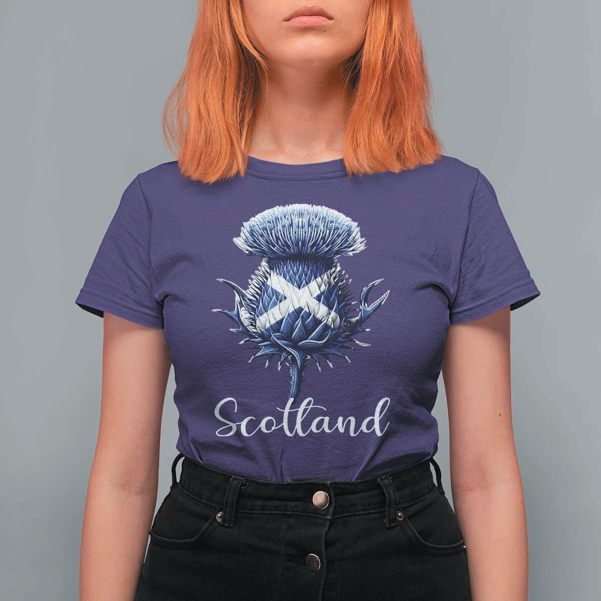Scotland Thistle Floral Emblem Saltire Flag T Shirt For Women Patriotic Scottish Heritage