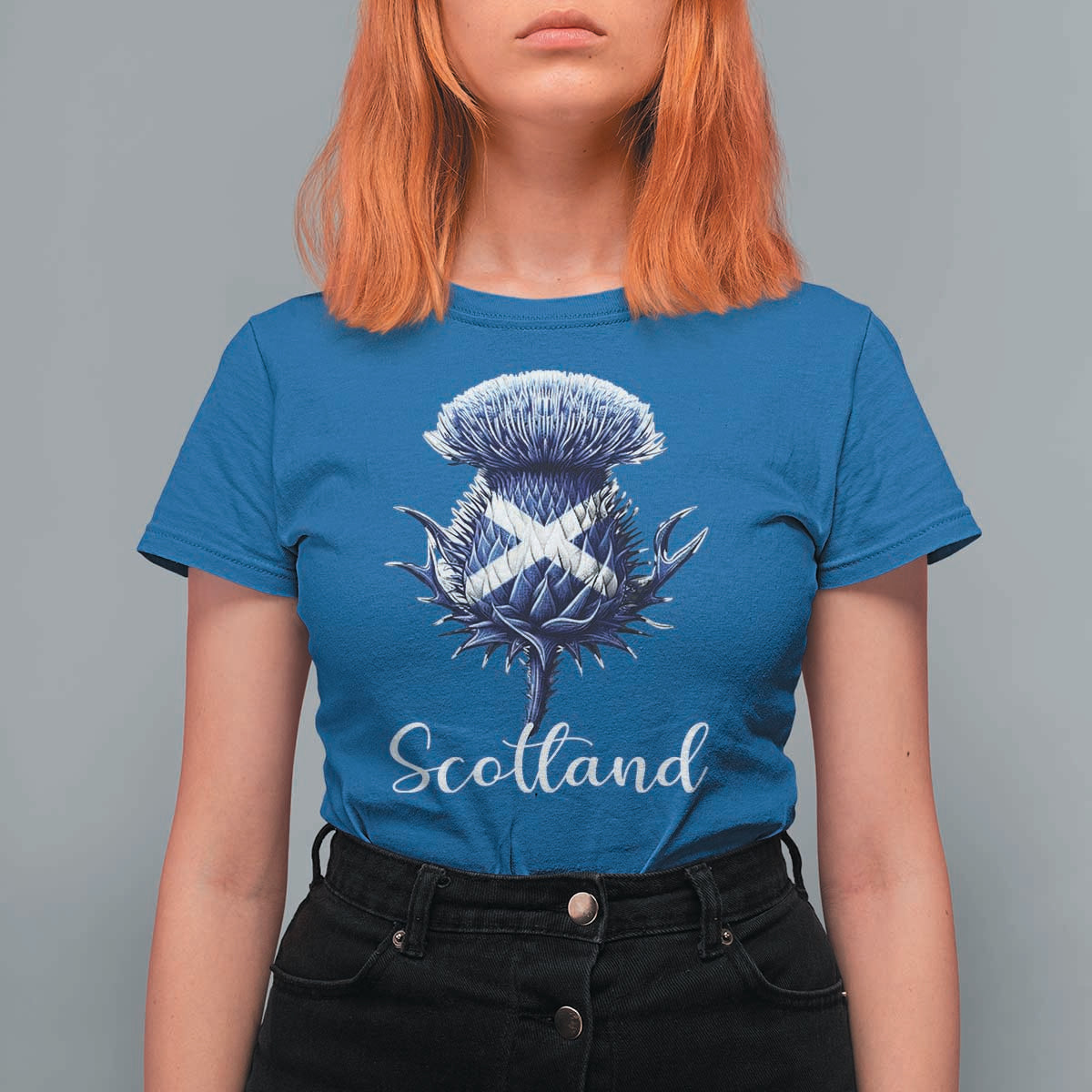 Scotland Thistle Floral Emblem Saltire Flag T Shirt For Women Patriotic Scottish Heritage