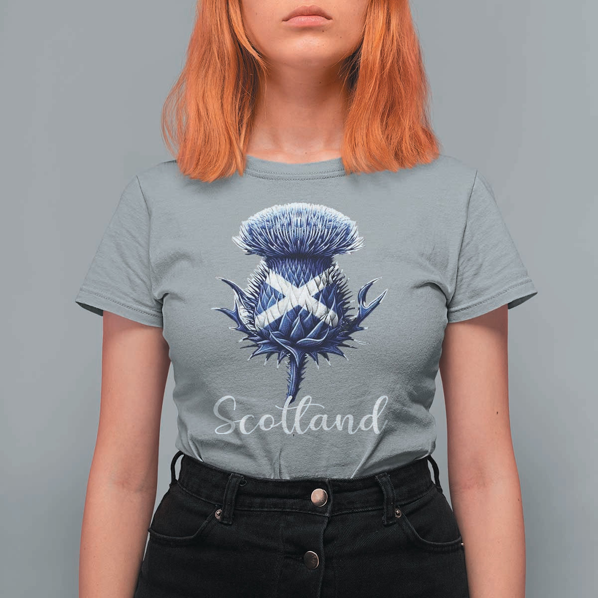 Scotland Thistle Floral Emblem Saltire Flag T Shirt For Women Patriotic Scottish Heritage