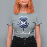 Scotland Thistle Floral Emblem Saltire Flag T Shirt For Women Patriotic Scottish Heritage