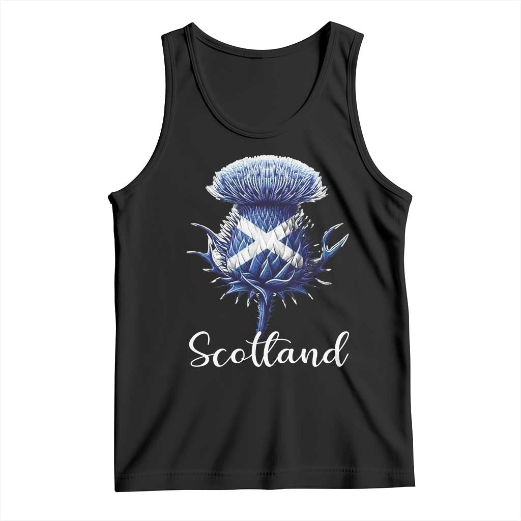 Scotland Thistle Floral Emblem Saltire Flag Tank Top Patriotic Scottish Heritage