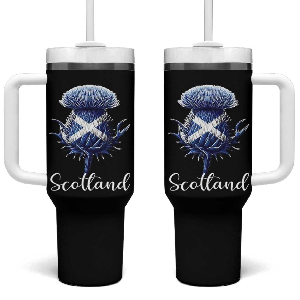 Scotland Thistle Floral Emblem Saltire Flag Tumbler With Handle Patriotic Scottish Heritage