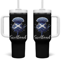 Scotland Thistle Floral Emblem Saltire Flag Tumbler With Handle Patriotic Scottish Heritage