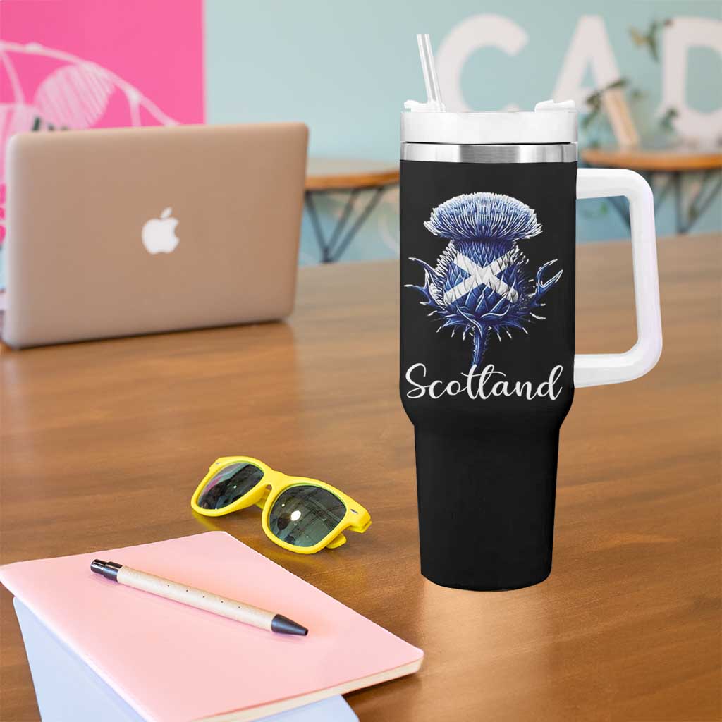 Scotland Thistle Floral Emblem Saltire Flag Tumbler With Handle Patriotic Scottish Heritage
