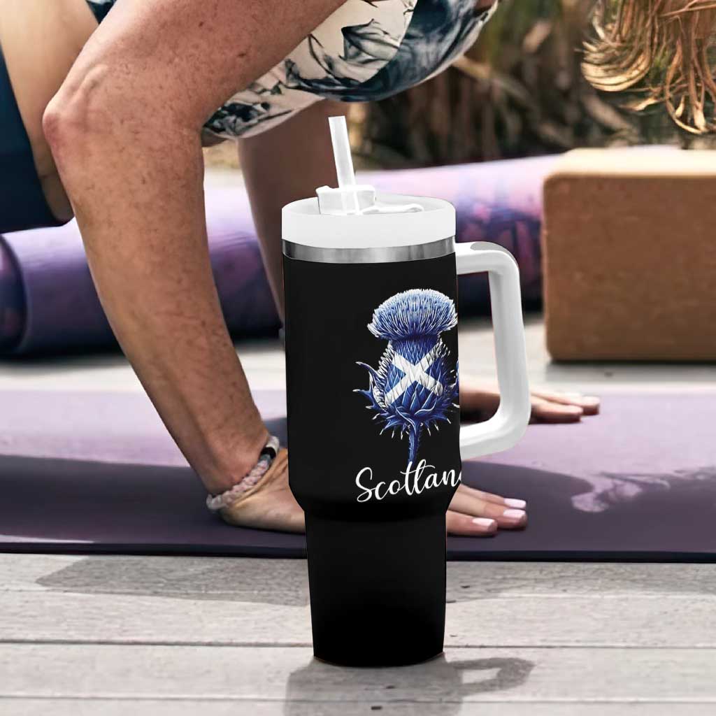 Scotland Thistle Floral Emblem Saltire Flag Tumbler With Handle Patriotic Scottish Heritage