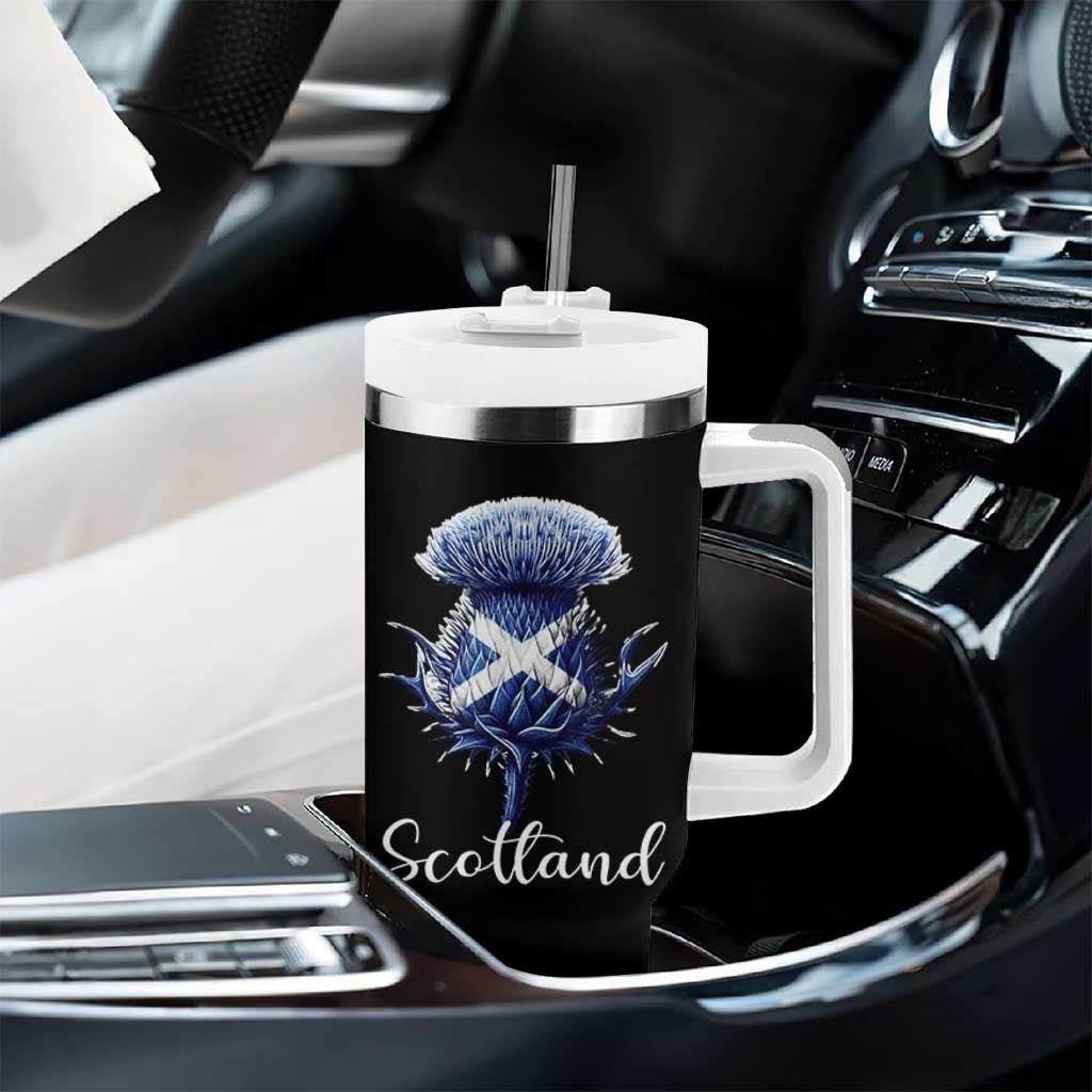 Scotland Thistle Floral Emblem Saltire Flag Tumbler With Handle Patriotic Scottish Heritage