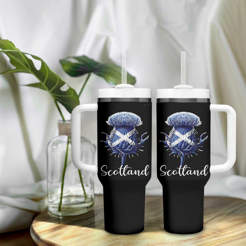Scotland Thistle Floral Emblem Saltire Flag Tumbler With Handle Patriotic Scottish Heritage