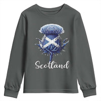 Scotland Thistle Floral Emblem Saltire Flag Youth Sweatshirt Patriotic Scottish Heritage