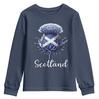 Scotland Thistle Floral Emblem Saltire Flag Youth Sweatshirt Patriotic Scottish Heritage