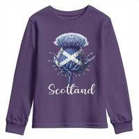 Scotland Thistle Floral Emblem Saltire Flag Youth Sweatshirt Patriotic Scottish Heritage