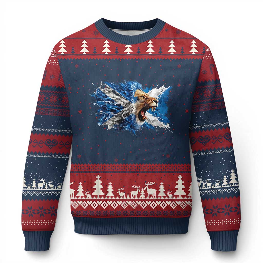 Roaring Scottish Lion Ugly Christmas Sweater Braveheart Scotland Flag Pride - Wonder Print Shop
