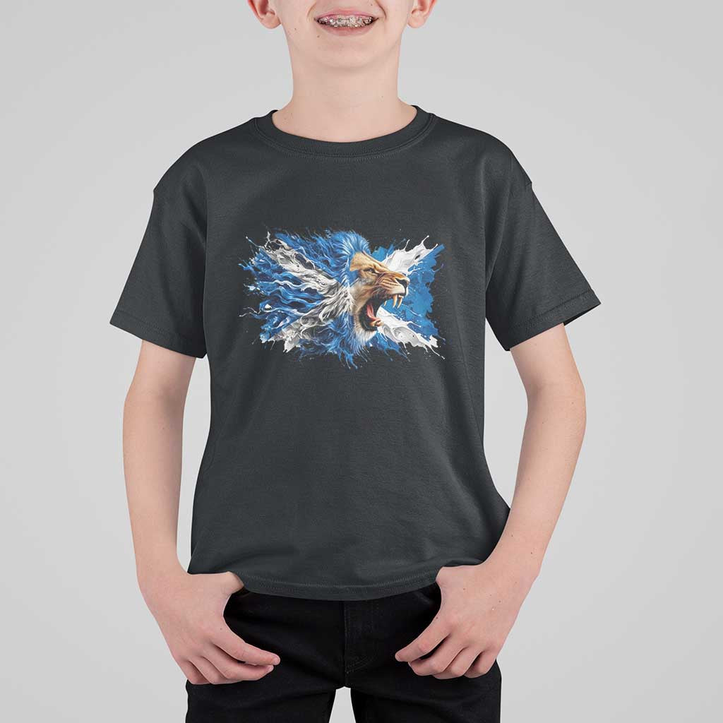 Roaring Scottish Lion T Shirt For Kid Braveheart Scotland Flag Pride - Wonder Print Shop