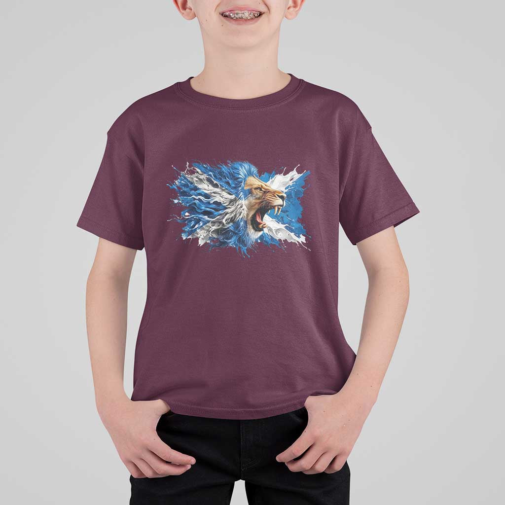 Roaring Scottish Lion T Shirt For Kid Braveheart Scotland Flag Pride - Wonder Print Shop