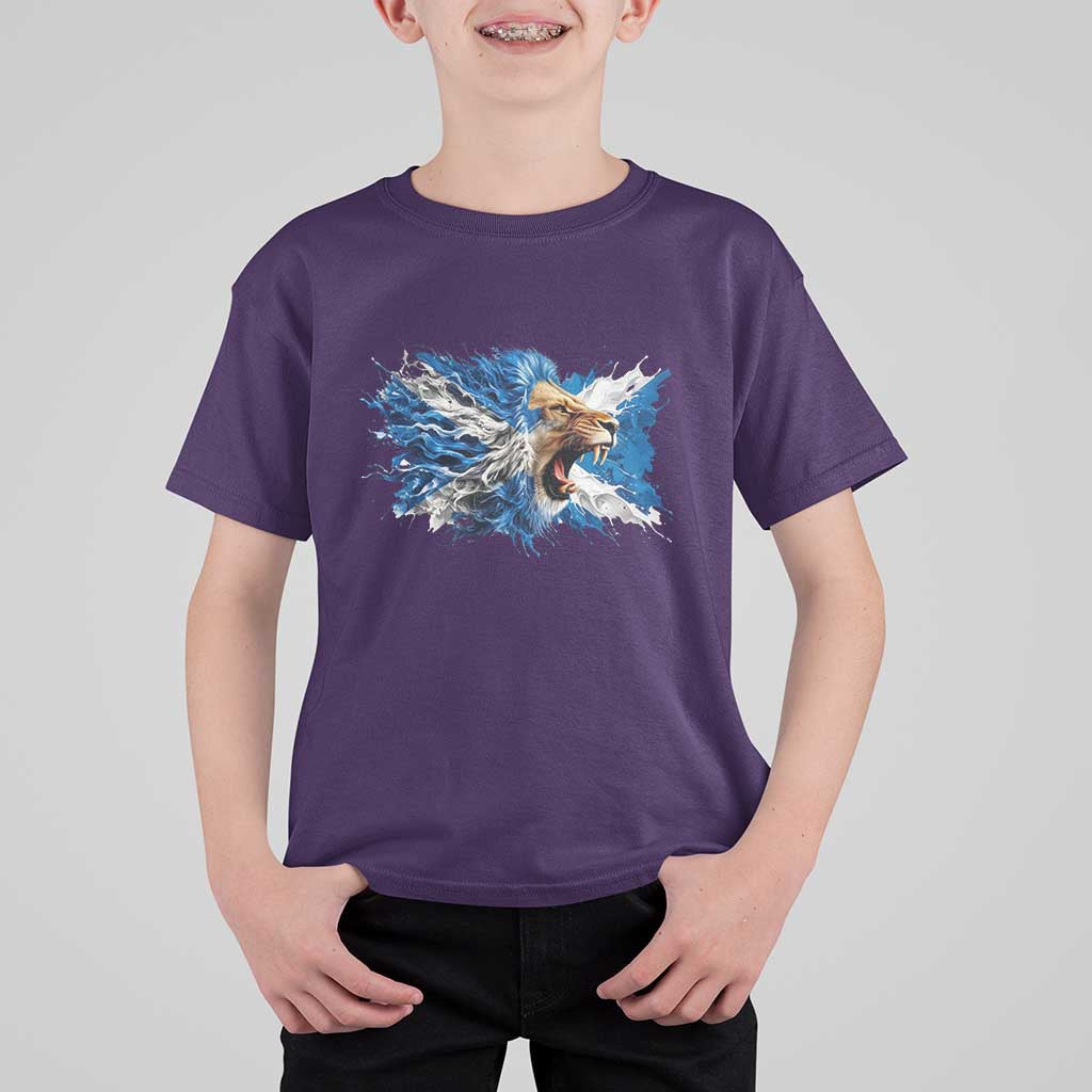 Roaring Scottish Lion T Shirt For Kid Braveheart Scotland Flag Pride - Wonder Print Shop