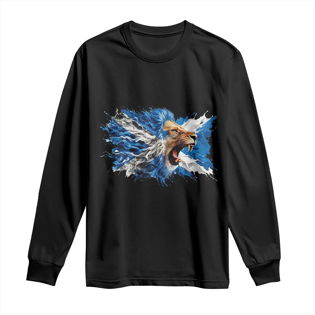 Roaring Scottish Lion Long Sleeve Shirt Braveheart Scotland Flag Pride - Wonder Print Shop