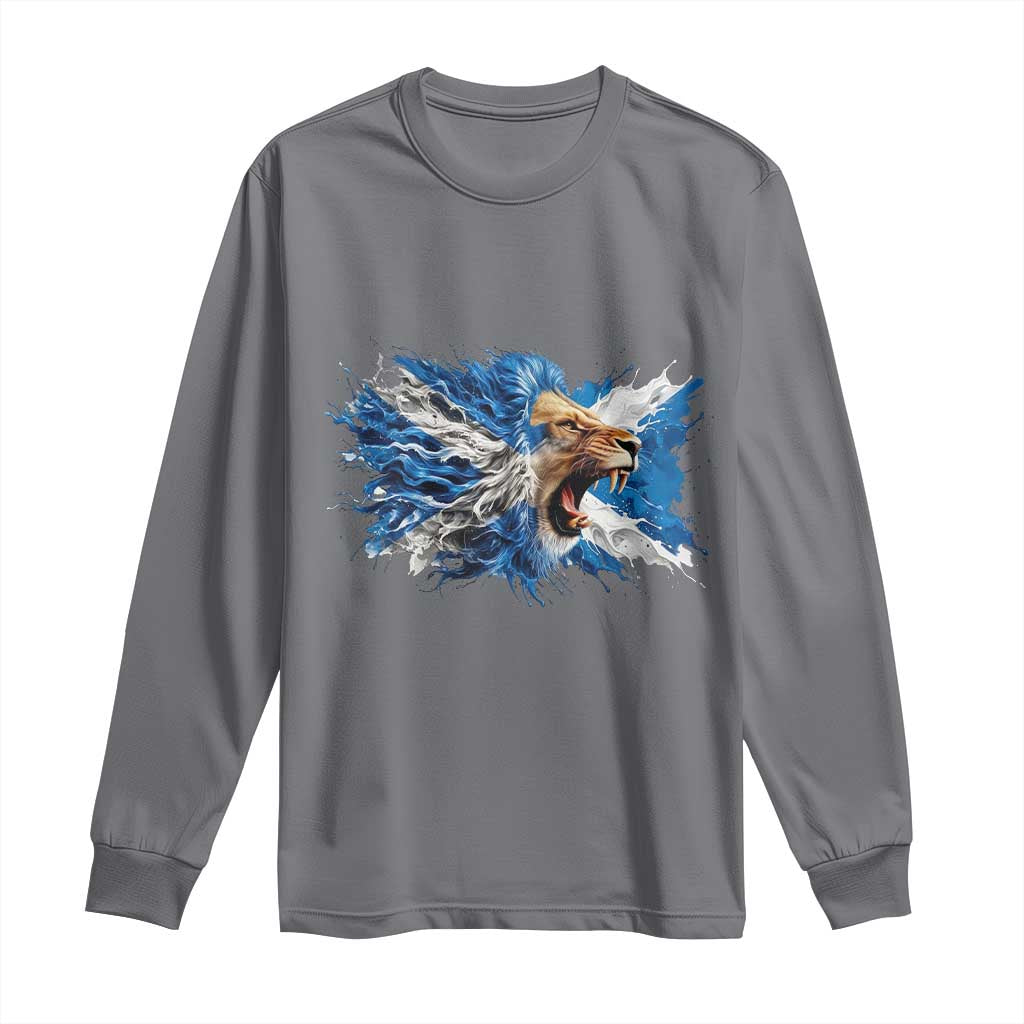 Roaring Scottish Lion Long Sleeve Shirt Braveheart Scotland Flag Pride - Wonder Print Shop