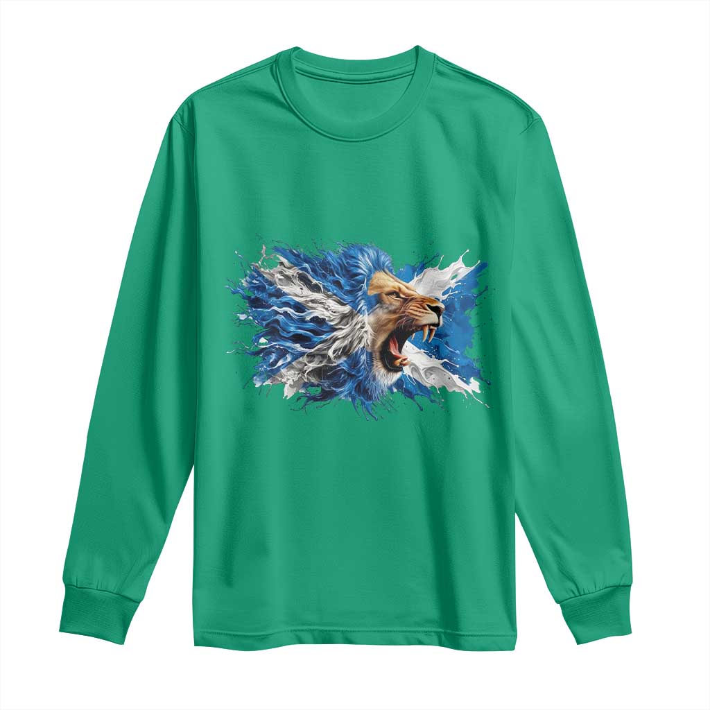 Roaring Scottish Lion Long Sleeve Shirt Braveheart Scotland Flag Pride - Wonder Print Shop