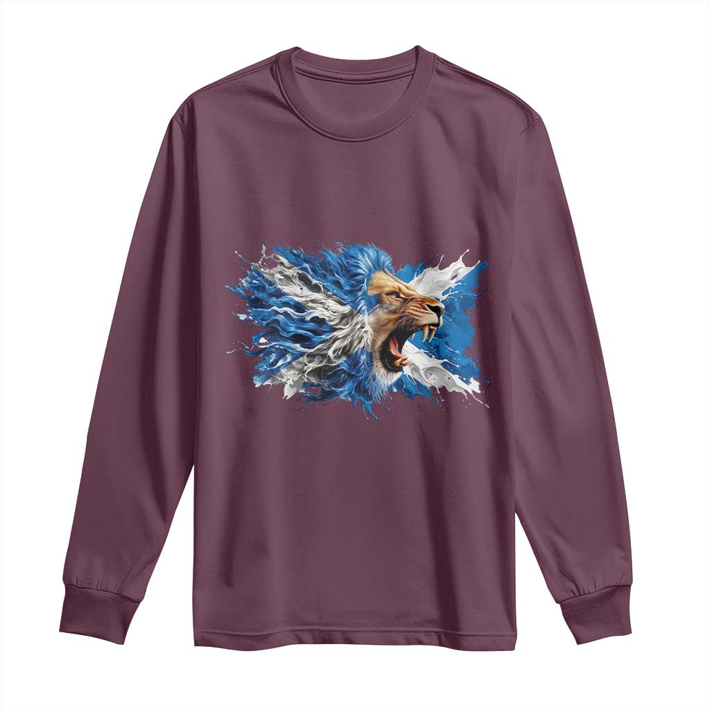 Roaring Scottish Lion Long Sleeve Shirt Braveheart Scotland Flag Pride - Wonder Print Shop