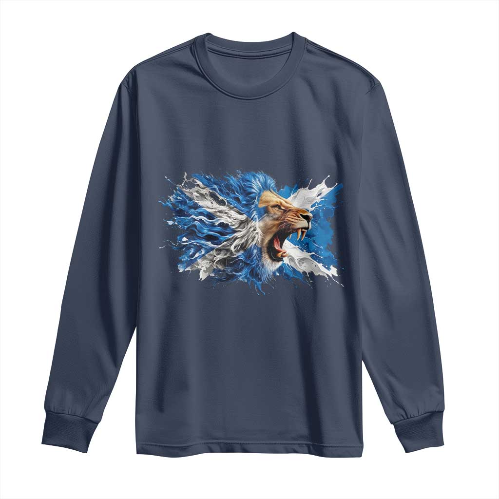 Roaring Scottish Lion Long Sleeve Shirt Braveheart Scotland Flag Pride - Wonder Print Shop