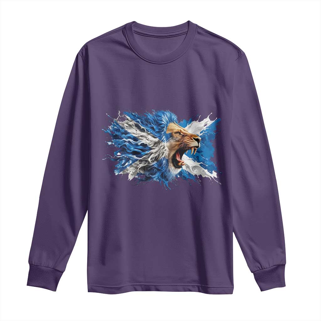 Roaring Scottish Lion Long Sleeve Shirt Braveheart Scotland Flag Pride - Wonder Print Shop