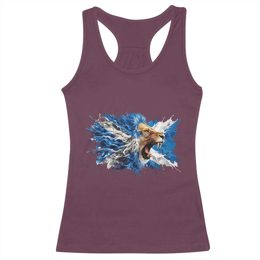 Roaring Scottish Lion Racerback Tank Top Braveheart Scotland Flag Pride - Wonder Print Shop