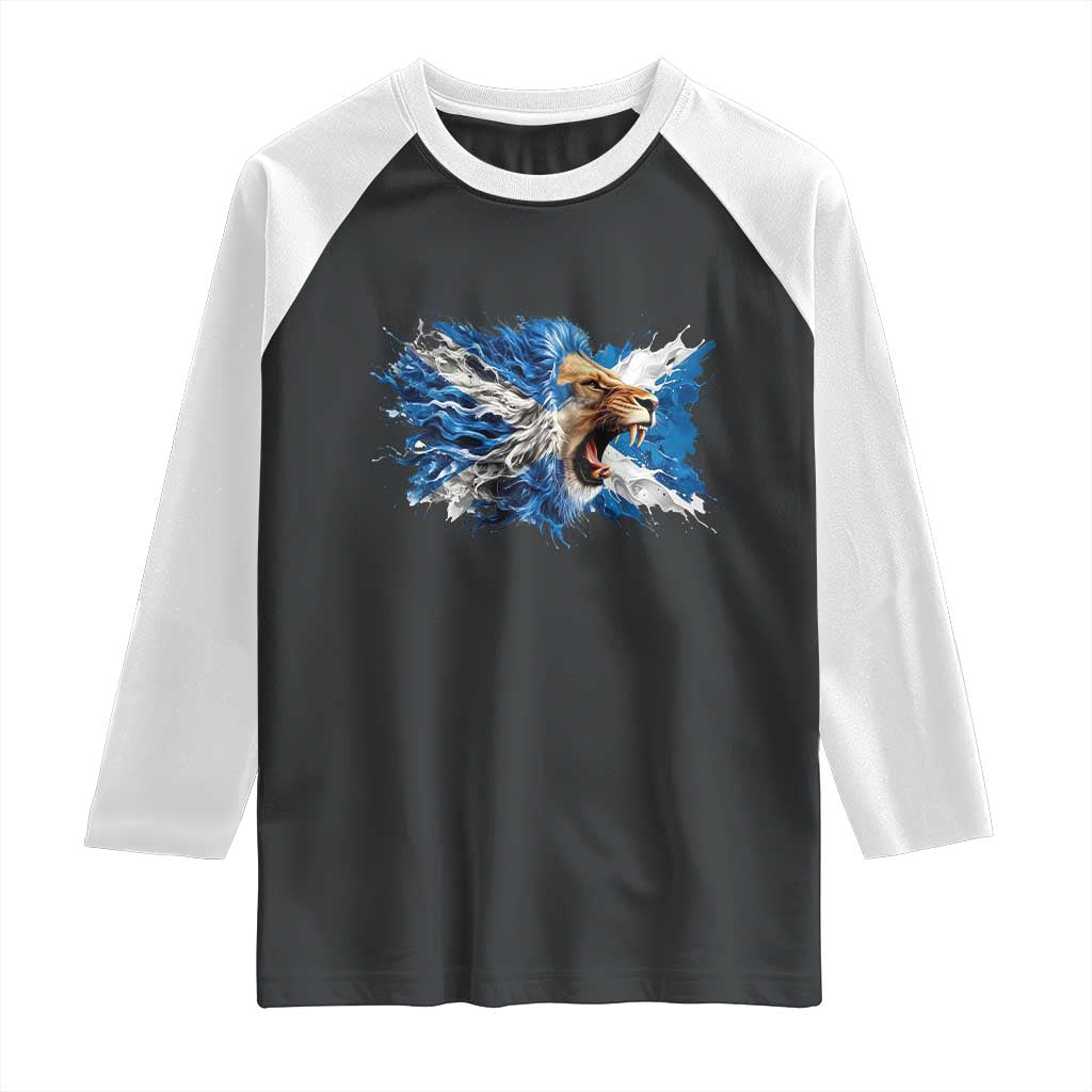 Roaring Scottish Lion Raglan Shirt Braveheart Scotland Flag Pride - Wonder Print Shop
