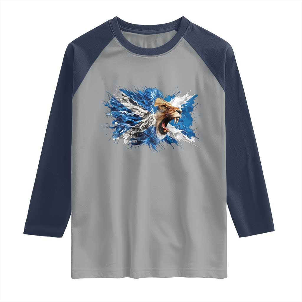 Roaring Scottish Lion Raglan Shirt Braveheart Scotland Flag Pride - Wonder Print Shop