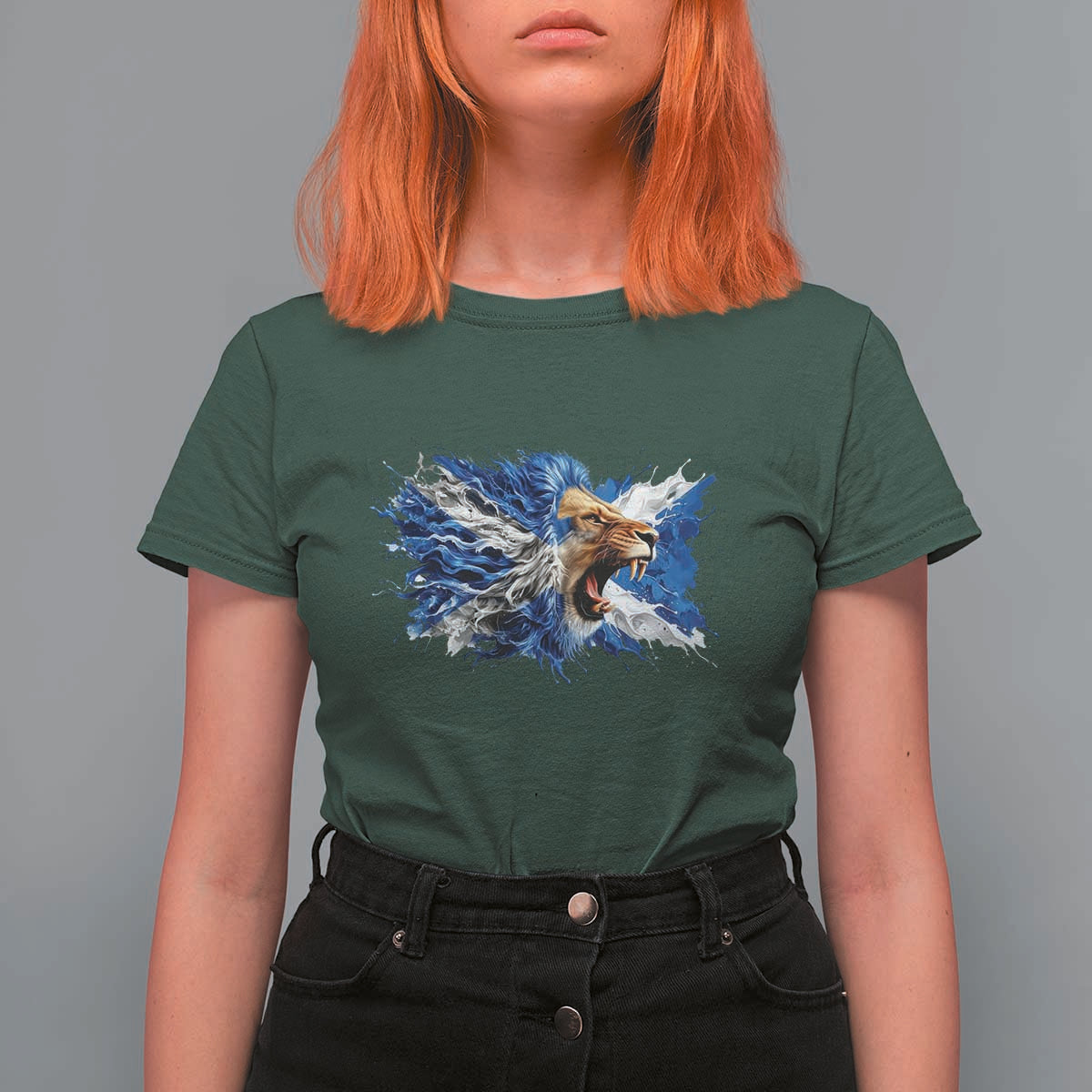 Roaring Scottish Lion T Shirt For Women Braveheart Scotland Flag Pride - Wonder Print Shop