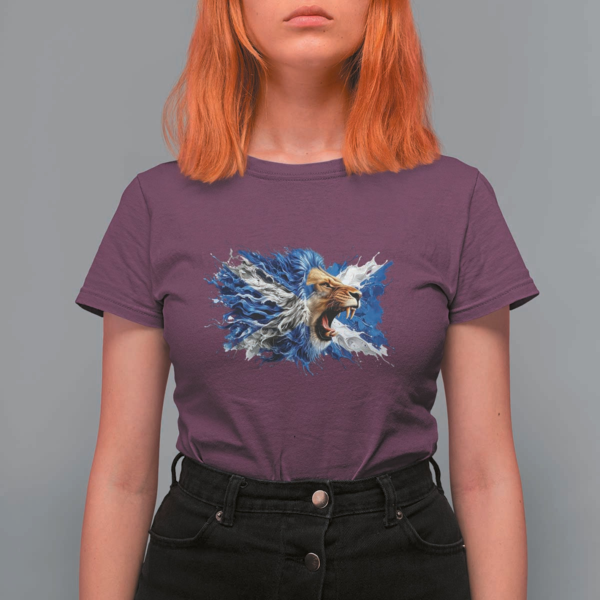 Roaring Scottish Lion T Shirt For Women Braveheart Scotland Flag Pride - Wonder Print Shop