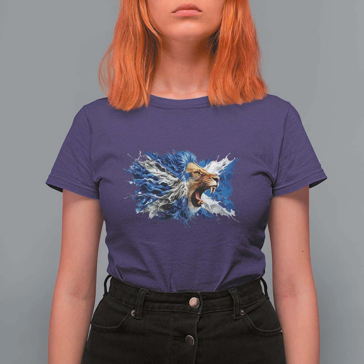 Roaring Scottish Lion T Shirt For Women Braveheart Scotland Flag Pride - Wonder Print Shop