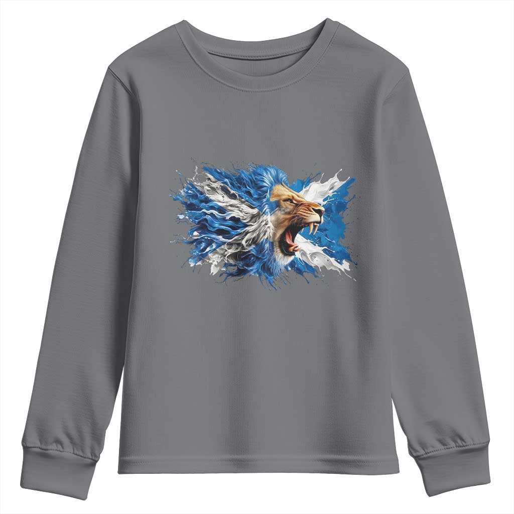 Roaring Scottish Lion Youth Sweatshirt Braveheart Scotland Flag Pride - Wonder Print Shop