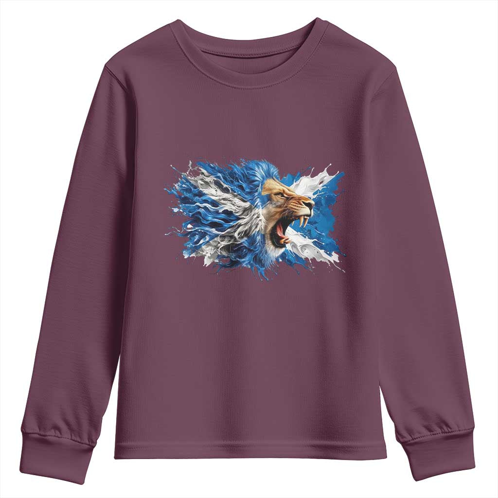 Roaring Scottish Lion Youth Sweatshirt Braveheart Scotland Flag Pride - Wonder Print Shop