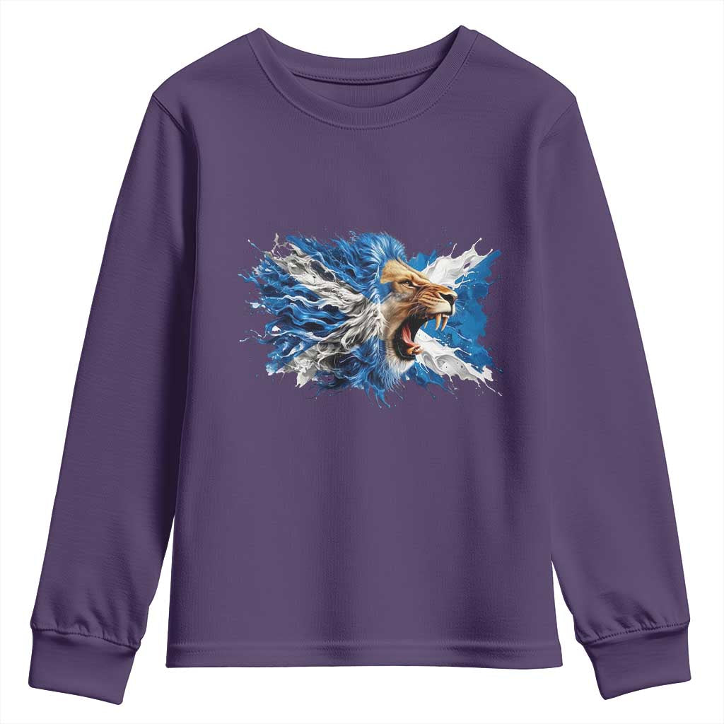 Roaring Scottish Lion Youth Sweatshirt Braveheart Scotland Flag Pride - Wonder Print Shop