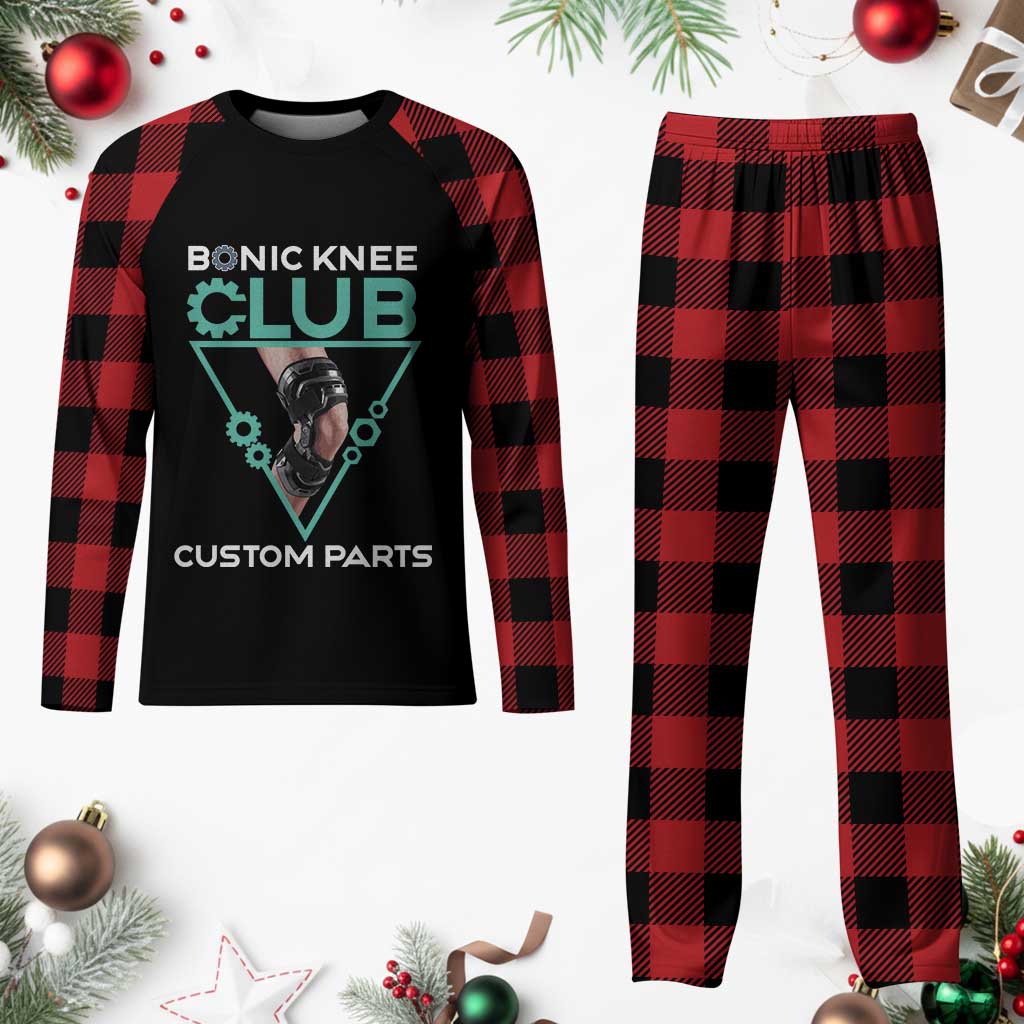 Funny Knee Replacement Surgery Plaid Pajama Set Bionic Knee Club Custom Parts - Wonder Print Shop