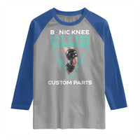 Funny Knee Replacement Surgery Raglan Shirt Bionic Knee Club Custom Parts